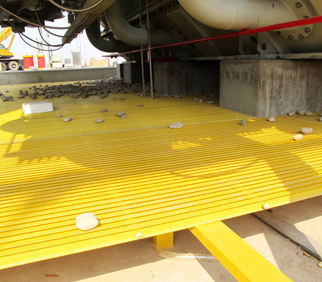 Διακοπή FRP Grating Walkway Ανθεκτική στη διάβρωση λύση για φυτικό υαλοπίνακα Pultrusion