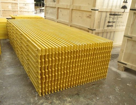 Διακοπή FRP Grating Walkway Ανθεκτική στη διάβρωση λύση για φυτικό υαλοπίνακα Pultrusion