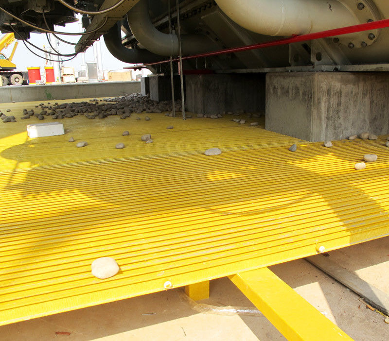 Διακοπή FRP Grating Walkway Ανθεκτική στη διάβρωση λύση για φυτικό υαλοπίνακα Pultrusion